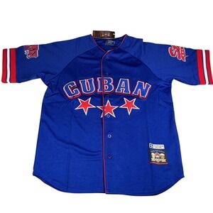 Cuban Stars Big Boy Gear 08 NLB Latin Legacy Baseball‎ Jersey Mens MED Blue NEW